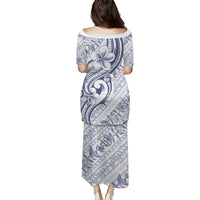 Hawaii Plumeria Lokelani Pikake Lei Family Matching Puletasi and Hawaiian Shirt Navy Blue Polynesian Tattoo LT9 - Polynesian Pride