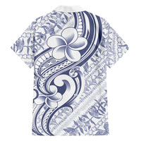 Hawaii Plumeria Lokelani Pikake Lei Family Matching Short Sleeve Bodycon Dress and Hawaiian Shirt Navy Blue Polynesian Tattoo LT9 - Polynesian Pride