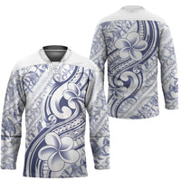 Hawaii Plumeria Lokelani Pikake Lei Hockey Jersey Navy Blue Polynesian Tattoo