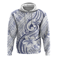 Hawaii Plumeria Lokelani Pikake Lei Hoodie Navy Blue Polynesian Tattoo