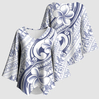 Hawaii Plumeria Lokelani Pikake Lei Kimono Sleeve Blouse Navy Blue Polynesian Tattoo