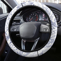Hawaii Plumeria Lokelani Pikake Lei Steering Wheel Cover Navy Blue Polynesian Tattoo