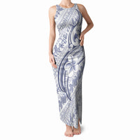 Hawaii Plumeria Lokelani Pikake Lei Tank Maxi Dress Navy Blue Polynesian Tattoo LT9 Women Navy Blue - Polynesian Pride