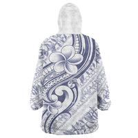 Hawaii Plumeria Lokelani Pikake Lei Wearable Blanket Hoodie Navy Blue Polynesian Tattoo