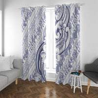 Hawaii Plumeria Lokelani Pikake Lei Window Curtain Navy Blue Polynesian Tattoo LT9 With Grommets Navy Blue - Polynesian Pride