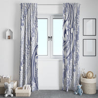Hawaii Plumeria Lokelani Pikake Lei Window Curtain Navy Blue Polynesian Tattoo LT9 - Polynesian Pride