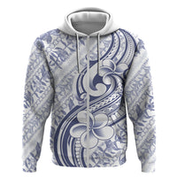 Hawaii Plumeria Lokelani Pikake Lei Zip Hoodie Navy Blue Polynesian Tattoo
