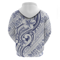 Hawaii Plumeria Lokelani Pikake Lei Zip Hoodie Navy Blue Polynesian Tattoo
