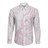 Hawaii Plumeria Lokelani Pikake Lei Long Sleeve Button Shirt Poni Mama Polynesian Tattoo LT9 Unisex Pink - Polynesian Pride