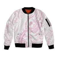 Hawaii Plumeria Lokelani Pikake Lei Sleeve Zip Bomber Jacket Poni Mama Polynesian Tattoo