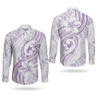 Hawaii Plumeria Lokelani Pikake Lei Couples Matching Off Shoulder Maxi Dress and Long Sleeve Button Shirt Poni Polynesian Tattoo LT9 - Polynesian Pride