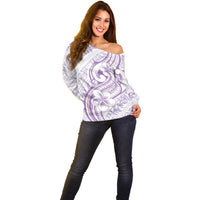 Hawaii Plumeria Lokelani Pikake Lei Off Shoulder Sweater Poni Polynesian Tattoo