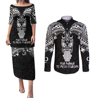 New Zealand Te Reo Maori Couples Matching Puletasi Dress and Long Sleeve Button Shirts Kia Kaha Maori Language Week Black Style LT9 Black - Polynesian Pride