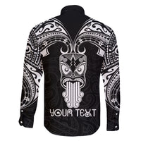 Personalised New Zealand Te Reo Maori Family Matching Off Shoulder Long Sleeve Dress and Hawaiian Shirt Kia Kaha Maori Language Week Black Style LT9 - Polynesian Pride