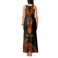 Personalised New Zealand Te Reo Maori Tank Maxi Dress Kia Kaha Maori Language Week Gold Style LT9 - Polynesian Pride