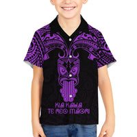 Personalised New Zealand Te Reo Maori Hawaiian Shirt Kia Kaha Maori Language Week Purple Style LT9 - Polynesian Pride