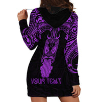 Personalised New Zealand Te Reo Maori Hoodie Dress Kia Kaha Maori Language Week Purple Style LT9 - Polynesian Pride