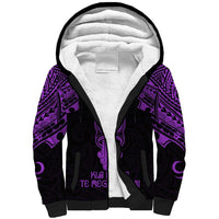 Personalised New Zealand Te Reo Maori Sherpa Hoodie Kia Kaha Maori Language Week Purple Style LT9 Unisex Purple - Polynesian Pride