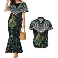 Personalised Maori Manaia Couples Matching Mermaid Dress and Hawaiian Shirt New Zealand Tribal Hei Matau Papua Shell LT9 Green - Polynesian Pride