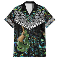Personalised Maori Manaia Family Matching Long Sleeve Bodycon Dress and Hawaiian Shirt New Zealand Tribal Hei Matau Papua Shell LT9 Dad's Shirt - Short Sleeve Green - Polynesian Pride