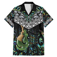 Personalised Maori Manaia Family Matching Mermaid Dress and Hawaiian Shirt New Zealand Tribal Hei Matau Papua Shell LT9 Dad's Shirt - Short Sleeve Green - Polynesian Pride