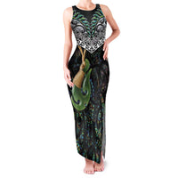 Personalised Maori Manaia Family Matching Tank Maxi Dress and Hawaiian Shirt New Zealand Tribal Hei Matau Papua Shell LT9 Mom's Dress Green - Polynesian Pride