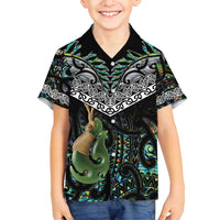 Personalised Maori Manaia Family Matching Tank Maxi Dress and Hawaiian Shirt New Zealand Tribal Hei Matau Papua Shell LT9 Son's Shirt Green - Polynesian Pride