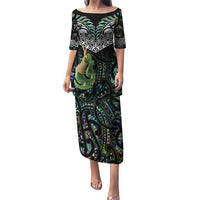 Personalised Maori Manaia Puletasi New Zealand Tribal Hei Matau Papua Shell LT9 Long Dress Green - Polynesian Pride