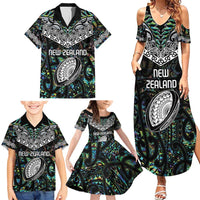 Custom New Zealand Family Matching Summer Maxi Dress and Hawaiian Shirt Maori Rugby Tattoo Papua Shell LT9 - Polynesian Pride