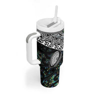 Custom New Zealand Tumbler With Handle Maori Rugby Tattoo Papua Shell LT9 - Polynesian Pride
