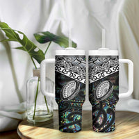 Custom New Zealand Tumbler With Handle Maori Rugby Tattoo Papua Shell LT9 - Polynesian Pride
