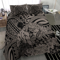 Beauty and The Warrior Polynesian Valentine Bedding Set Hibiscus FLowers Brown Style LT9 - Polynesian Pride