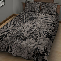 Beauty and The Warrior Polynesian Valentine Quilt Bed Set Hibiscus FLowers Brown Style LT9 - Polynesian Pride