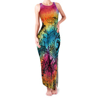Beauty and The Warrior Polynesian Valentine Family Matching Tank Maxi Dress and Hawaiian Shirt Hibiscus FLowers Rainbow Style LT9 Mom's Dress Rainbow - Polynesian Pride