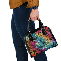 Beauty and The Warrior Polynesian Valentine Shoulder Handbag Hibiscus FLowers Rainbow Style LT9 - Polynesian Pride