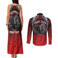 Aotearoa Bulldog Personalised Couples Matching Tank Maxi Dress and Long Sleeve Button Shirt Maori Kowhaiwhai Motif LT9 - Polynesian Pride