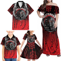 Aotearoa Bulldog Personalised Family Matching Off Shoulder Maxi Dress and Hawaiian Shirt Maori Kowhaiwhai Motif LT9 - Polynesian Pride