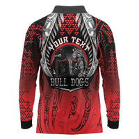 Aotearoa Bulldog Personalised Long Sleeve Polo Shirt Maori Kowhaiwhai Motif
