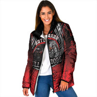Aotearoa Bulldog Personalised Padded Jacket Maori Kowhaiwhai Motif LT9 Women Red - Polynesian Pride