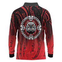 Aotearoa Bulldog Long Sleeve Polo Shirt New Zealand Kowhaiwhai Tribal LT9 - Polynesian Pride