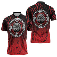 Aotearoa Bulldog Zipper Polo Shirt New Zealand Kowhaiwhai Tribal LT9 - Polynesian Pride