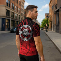 Aotearoa Bulldog Zipper Polo Shirt New Zealand Kowhaiwhai Tribal LT9 - Polynesian Pride