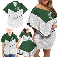 Custom New Zealand Maori Niho Taniwha Family Matching Off Shoulder Short Dress and Hawaiian Shirt LT9 - Polynesian Pride