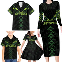 Custom New Zealand Maori Koru Koiri Motif Family Matching Long Sleeve Bodycon Dress and Hawaiian Shirt LT9 - Polynesian Pride