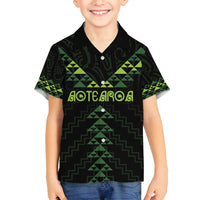 Custom New Zealand Maori Koru Koiri Motif Family Matching Off Shoulder Maxi Dress and Hawaiian Shirt LT9 Son's Shirt Green - Polynesian Pride