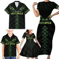 Custom New Zealand Maori Koru Koiri Motif Family Matching Short Sleeve Bodycon Dress and Hawaiian Shirt LT9 - Polynesian Pride