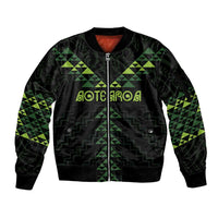Custom New Zealand Maori Koru Koiri Motif Sleeve Zip Bomber Jacket LT9 Unisex Green - Polynesian Pride