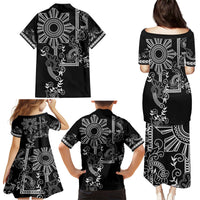 Filipino Sun Tribal Tattoo Family Matching Puletasi and Hawaiian Shirt Philippines Inspired Barong Simple Black LT9 - Polynesian Pride