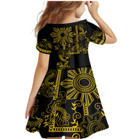 Filipino Sun Tribal Tattoo Family Matching Mermaid Dress and Hawaiian Shirt Philippines Inspired Barong Simple Gold LT9 - Polynesian Pride
