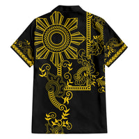 Filipino Sun Tribal Tattoo Family Matching Summer Maxi Dress and Hawaiian Shirt Philippines Inspired Barong Simple Gold LT9 - Polynesian Pride